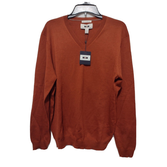 NWT Joseph Abboud Mens Merino Wool Lightweight Sweater Rust Sz XL - Picture 1 of 7